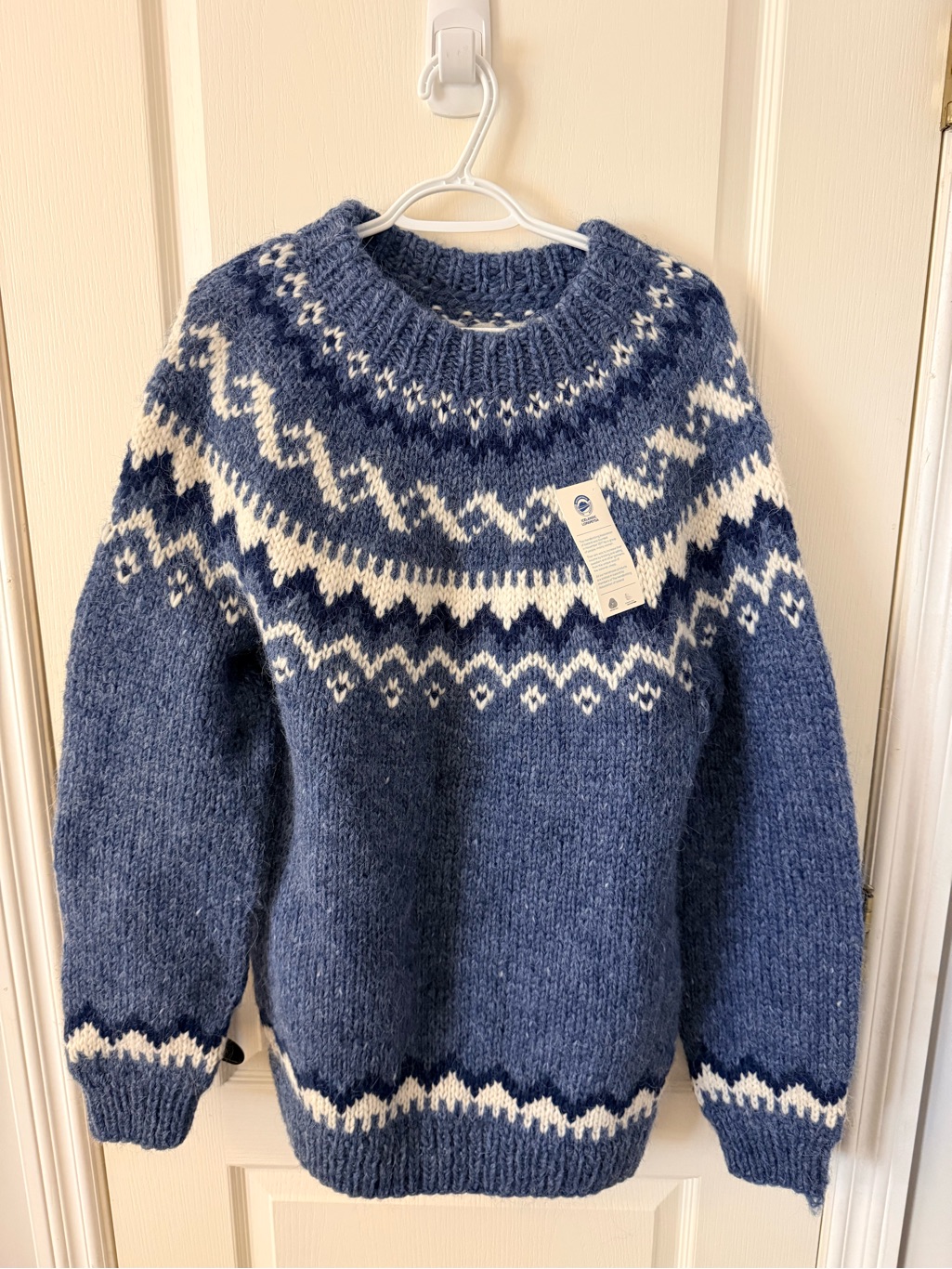 Icelandic Lopapeysa Blue & White Wool Sweater *Nwt*